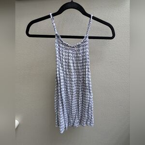 Blue and White Patterned Women's Top